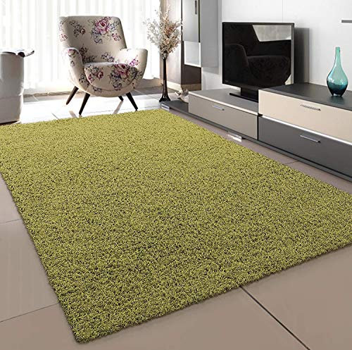 SANAT Teppich Wohnzimmer - Hellgrün Hochflor Langflor Teppiche Modern, Größe: 80x250 cm