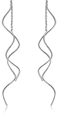 925 Sterling Silber Stäbchen Durchzieher Ohrringe Lange Quaste Einfädler Ohrringe für Frauen Mädchen