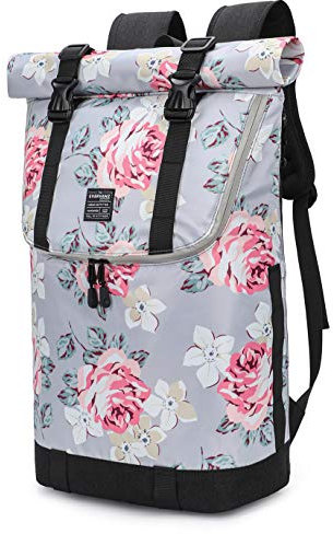 EverVanz Laptop-Rucksack, wasserdichter Reiserucksack, Rucksack für Damen und Herren, leicht, lässig, elegante Schultasche, 11. Rosa/Grau, Kompakt, elegant