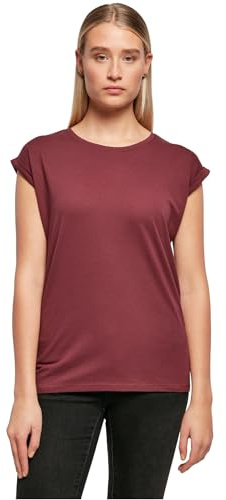 Build Your Brand Damen T-Shirt Ladies Extended Shoulder Tee, lang geschnittenes T-Shirt für Frauen, Baumwolle, Cherry, 3XL