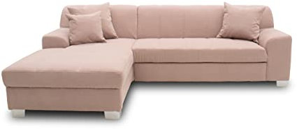 DOMO. collection Ecksofa Capri, Sofa in L-Form mit Schlaffunktion, Couch, Polsterecke, Eckcouch, Schlafsofa 239 x 152 x 75 cm (BxTxH), rosa