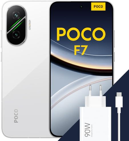 Poco F7 Smartphone, 12+256GB, Weiß, Flaggschiff Snapdragon® 8s Gen 4, 6500 mAh Akku, 50 MP Sony-Kamera mit OIS, 6,83 1,5K 120 Hz AMOLED-Display (Netzadapter im Lieferumfang enthalten)