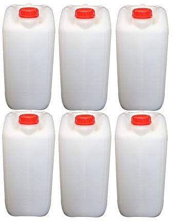 Induna Heavy Duty 25l Water Container X6 / Jerry Can Anti Glug Natural Single Plastic Water Tank/Carrier For Camping With Eco Vent Design & Bpa Free Food Grade Materials 25 Litres