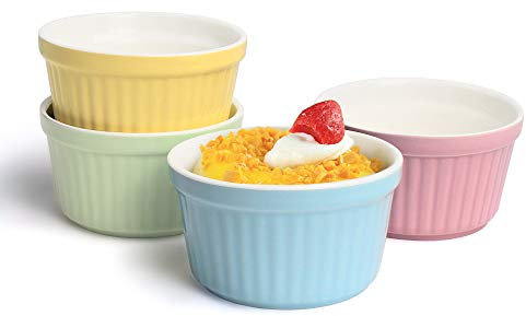 Soufflé Moulds, Pack of 4 Creme Brulee Bowls, Pie Mould, 180 ml, Small Casserole Dishes Suitable for Kitchen Baking (color)