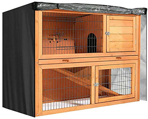 Kaninchenstallabdeckung, strapazierfähiges 210D Oxford-Tuch, Kaninchenkäfigabdeckung, doppellagig, Thermostallabdeckung, Kaninchenstallabdeckungen für den Winter, schwarz, 122 x 50 x 105 cm