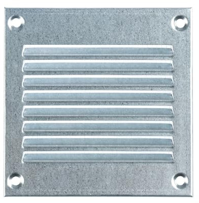 Steinberg14 Grille d'Aération Rectangulaire 100x100mm - Acier Galvanisé Grille de Ventilation en Métal - Registre d'évacuation d'air Avec Moustiquaire - Couvercle d'évent Interne pour Mur et Plafond