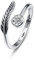 Geburtsstein Zirkonia Damen Verstellbarer Solitaire Ring 925 Sterling silber Feder ring Birthstone Schmuck Geburtstag Geschenk für Frauen Mädchen
