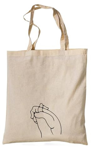 tradercat Jutebeutel bedruckt vintage 100% Baumwolle, Stoffbeutel bedruckt, One Line Silhouette 2, jutebeutel aesthetic als modisches Accessoire jutebeutel spruch (Hands)