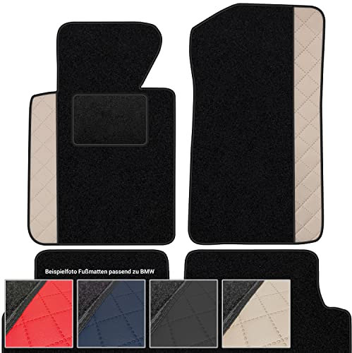 moto-MOLTICO Fußmatten Auto Velours Autoteppiche Schwarz Automatten Set 4-teilig - Auffälliges Design - passend für BMW 3er F30 F31 2011-2018 (Beiges Muster)