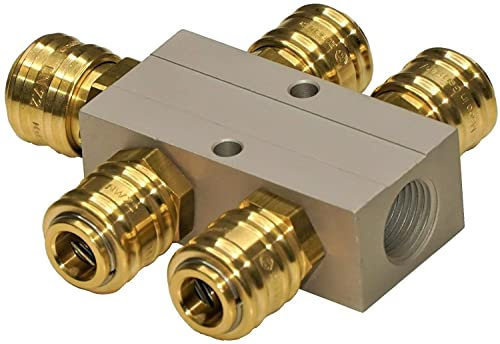 Druckluftverteiler Aluminiumverteiler Alu-Verteiler Druckluftkupplung Pneumatik (mit 2 Kupplung beidseitig)