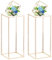 Nuptio Vaso D'oro per Centrotavola Nozze con Pannello Acrilico - 2 Pezzi Vasi Fiori Metallo Alti 60cm Fiori Stand per Tavola Feste Centrotavola Matrimoni Decorazione Espositore Colonna Geometrica