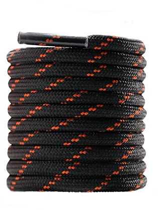 CCSOFTIME Schnürsenkel Rund für Stiefel ø4 mm Dicke Reißfeste Ersatz Schuhbänder für Wanderschuhe Arbetisschuhe Outdoor SportSchuhe,Schwarz/Braun,110cm-2 Paar