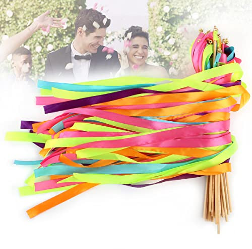 Baguette Ruban Clochette Mariage, Waldspring Baguette Ruban Clochette Mariage, Baguettes de Mariage avec Cloches, de Ruban Baguettes avec Mariage Serpentins