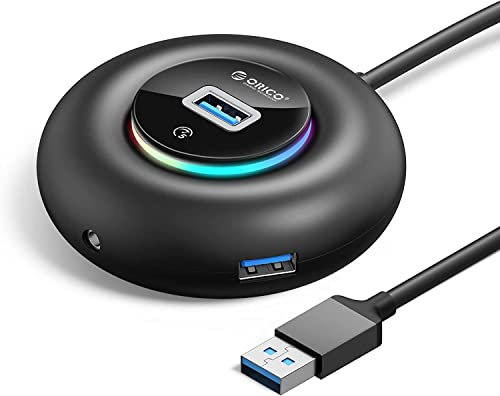 ORICO USB Hub, 4-Port RGB USB 3.0 HUB with Extra Power Supply Port for Macbook, Mac Pro/mini, iMac, XPS, Surface Pro, Notebook PC, USB Flash Drives, Mobile HDD and More
