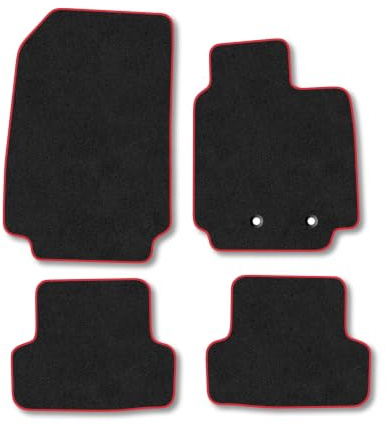 Renault Clio (2005-2012) Carpet Car Mats | Red Edge Trim Tailored Fit Floor Mats Full Coverage Protection Accessories Easy Clean Anti Slip Made in the UK