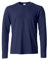 Clique - Langarm-T-Shirt für Herren, Basic-T L/S, aus Jersey-Baumwolle, elastischer Kragen, Schweißband, Slim-Fit-Passform, Navyblue, XL