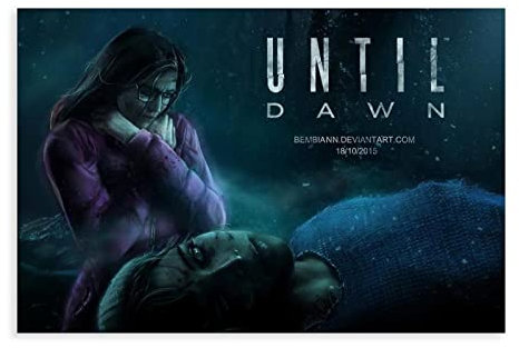 RIELLI Until Dawn Spiel 1 Leinwand-Poster, Wandkunst, Dekoration, Bild, Gemälde für Wohnzimmer, Schlafzimmer, Dekoration, Rahmen: 40 x 60 cm