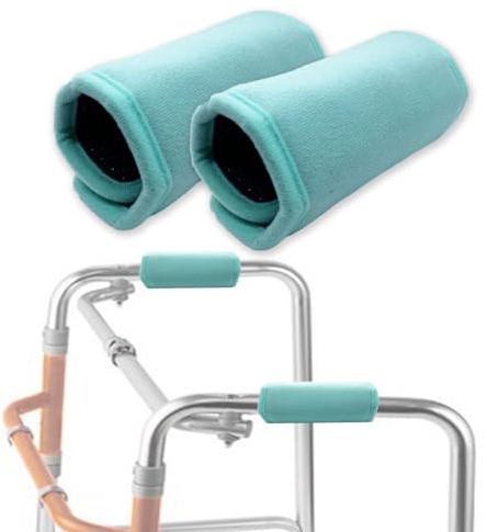 Universal Walker Padded Hand Grip Covers, Premium Medical Soft Cushion Memory Foam Core Padding, Wicking, Comfort, Washable