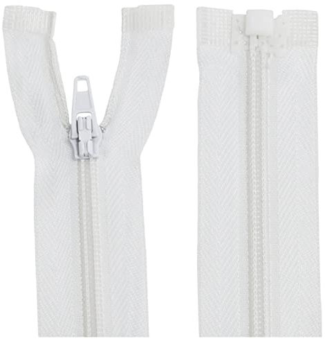 Aerzetix - C64030 - Set di 2 Cerniere Lampo a Spirale N°3 45cm rinforzate autobloccanti separabili - in Nylon - Colore Bianco - tiretto cursore Rete Abbigliamento Cucito merceria