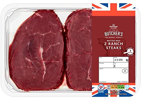 Morrisons The Butcher's On Market Street 2 British Beef Ranch Steaks 0.255kg