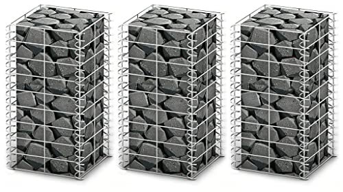 INLIFE Gabionen-Set 3-TLG. Verzinkter Draht 25×25×50 cm,4.5kg,141044