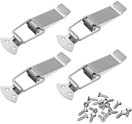 VOCIBO® Spannverschluss, Spannverschluss Edelstahl 4 Stück 91mm Mit Schrauben 16 Stück, Hebelverschluss, Kistenverschluss, Kappenschloss für Toolbox Schublade Truhe Case Box Schrank
