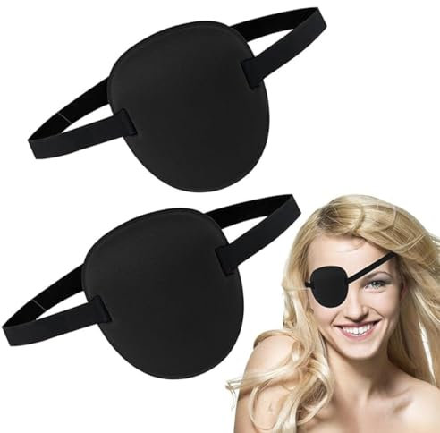 Tadipri Lot de 2 Cache-Yeux réglables médicaux pour Adultes et Enfants - Patch oculaire de Pirate - Œil Gauche et Droit avec rainure 3D - pour période de récupération chirurgicale, Usage Quotidien