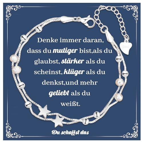 CheersLife Armband Silber Damen Stern Doppelkette Armbänder,Inspirierendes Armband Das Geburtstagsgeschenk Für Frauen Freunde Töchter Mutter Kollegen Weihnachten Kreative Geschenke Freundschafts