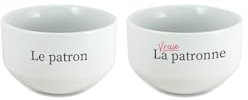Pack de 2 bols modèle Patronne humoristique personnalisables avec Prénom - Cadeau personnalisé couple - Saint-Valentin