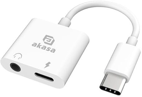 Akasa USB-C®, Audio Adapter mit Ladebuchse [1x USB-C® - 1x Kopfhörer (3.5 mm Klinke), USB-C® Buchse (Power Delivery)] A