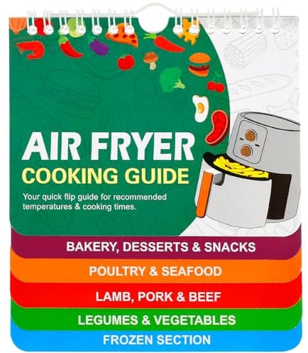 Air Fryer Magnetic Cheat Sheet Cooking Guide Booklet Fryer Oven Cooking Times Chart Celsius Centigrade Fahrenheit Cooking Measurements for Food Air Fryer Accessories Recipes Reference Guide (C)
