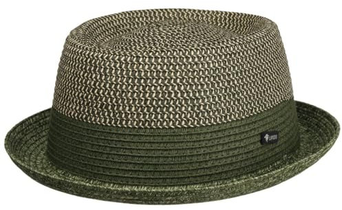 Lipodo Ennario Pork Pie Hat Classic Straw Hat Melange Travel in Italy Men Summer Green L (58-59 cm)