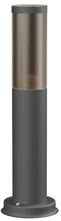 ledscom.de Wegelicht/Pollerleuchte/Gartenleuchte PORU für außen, Rauchoptik, IP44, 38,5 cm, anthrazit, 1x E27 max. 40W