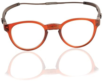 CliC Eyewear - Tube Pantos - Dunkelorange/Kaffee (+2) -Flexible magnetische Lesebrille - Herren-/Damen-Lesebrille - Mit Magnet - Made in Italy