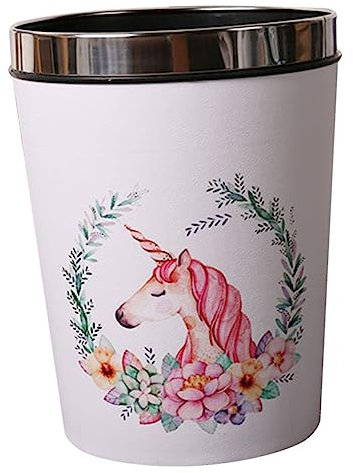 Hohopeti Corbeille à Déchets Licorne 12 Litres En Plastique Réutilisable Anneau De Pression, Poubelle Ronde Pour Chambre D'garçon Et Filles, Bureau Et Salle De Bain, Nettoyage Facile, Usage Domestique