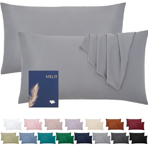 Kissenbezug 40x60 Öko-Zertifikat Weich Kissenbezüge 40x60 2er Set Mikrofaser Kissenbezug 60x40 Grau Kissenhülle Für Kissen 40x60 Resistent Hypoallergen Vielit