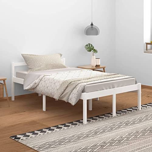 Rantry Bett für Senioren, Massivholz, Kiefer, Weiß, 120 x 200 cm, Lattenrost, Doppelbett, Einzelbett, Casual, Holz