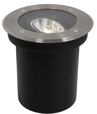 Qazqa - Modern Moderner Bodenstrahler Außen Befahrbar für den Außenbereich aus Stahl I Silber I nickel matt AR70, verstellbar, IP65 – Delux I Außenbeleuchtung - Edelstahl Rund - LED geeignet GU10