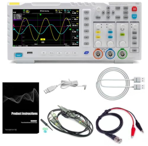 Weytoll Oscilloscopio multifunzione, display LCD Generatore di segnale di ingresso a doppio canale 2 in 1, larghezza di banda analogica 100 MHz* 2 Frequenza di campionamento 1GSa/s