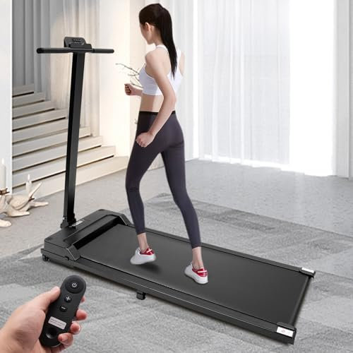 Walking Pad Laufband mit LED - 0,75PS - 1-6 km/h, Mehrere Übungsmodi, LCD-Display & App kompatibel - Flexibles Under Desk Schreibtisch Treadmill für Zuhause & Büro