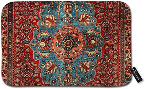 Traqunn Bidjar Antique Kurdish North West Persian Bath Rug Door Mat Soft and Absorbent Bathroom Mat Anti Slip and Plush Bath Mat 24X16 In