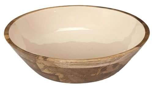HOME DECO FACTORY, KA0569, Saladier en Manguier Dune Uni D28, Design élégant et Durable, Parfait pour salades et Fruits, Entretien Facile, Couleur Marron et Beige, Taille D28