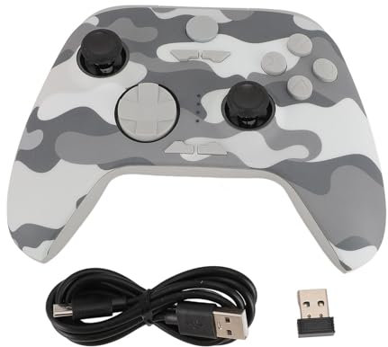ciciglow Manette de Jeu sans Fil pour PC, Android, iOS, OS X, Steam Deck, Déclencheurs à Double Hall, Gyroscope 6 Axes, LED RGB (Camouflage Gris)