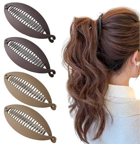 GUVYATI Lot de 4 pinces à cheveux queue de poisson rétro pour femmes cheveux longs, bouclés et raides
