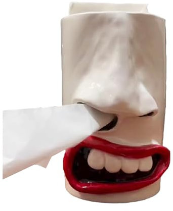 Face Tissue Holder – Weird Nose Mouth Box, Humorous Tissue Dispenser | Decorative Facial Tissue Container, Playful Home Bathroom Gadget for Cafe Tabletop Setup, Bedroom Side Table, Lounge Area
