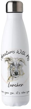 Purely Home Adventures with my Lurcher Metal Water Bottle - Double Walled 500ml Hot/Cold Drinks Bottle Outdoor Dog Gifts