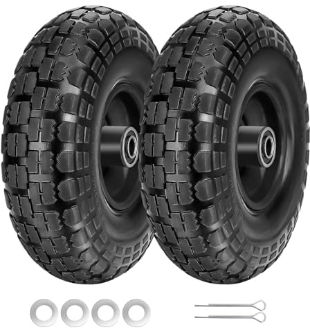 2 Stück 10 Sackkarrenrad Räder für Schubkarre Vollgummireifen 4.10 3.50-4 Geeignet für Bollerwagen, Sackkarre, Transportwagen und Handwagen mit 16 mm Achsdurchmesser, ØxB:260 x 85 mm