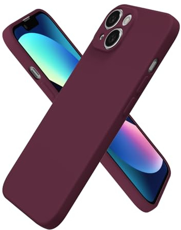 oakxco for iPhone 13 Case Silicone, Ultra Slim Thin Phone Case for Women Girls, Plain Solid Color Minimalist Aesthetic Cute Girly Design, Soft Rubber Gel TPU with Camera Cover, Burgundy Maroon