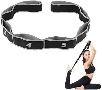 KEWUF 1 pcs Yoga Stretching Band,Fitnessbänder Band Yoga Stretch Gurt, gymnastikband, Hochelastischer Gymnastikband, Upgrade Erweitern Stretching Strap Effektives Dehnung - Grau