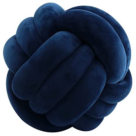 Generisch Knotenkissen, Geknotetes Kissen, Weiches Plüsch Knoten Kugelkissen Hand Geflochten Knoten Pillow Ball Zierkissen für Sofa, Bett, Dekorativ (Navy Blau, 20cm)(AA